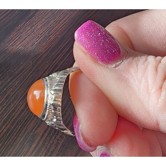 Vintage Agate and Sterling Silver Ring | Size [7.5 US] - Picture 7 of 7